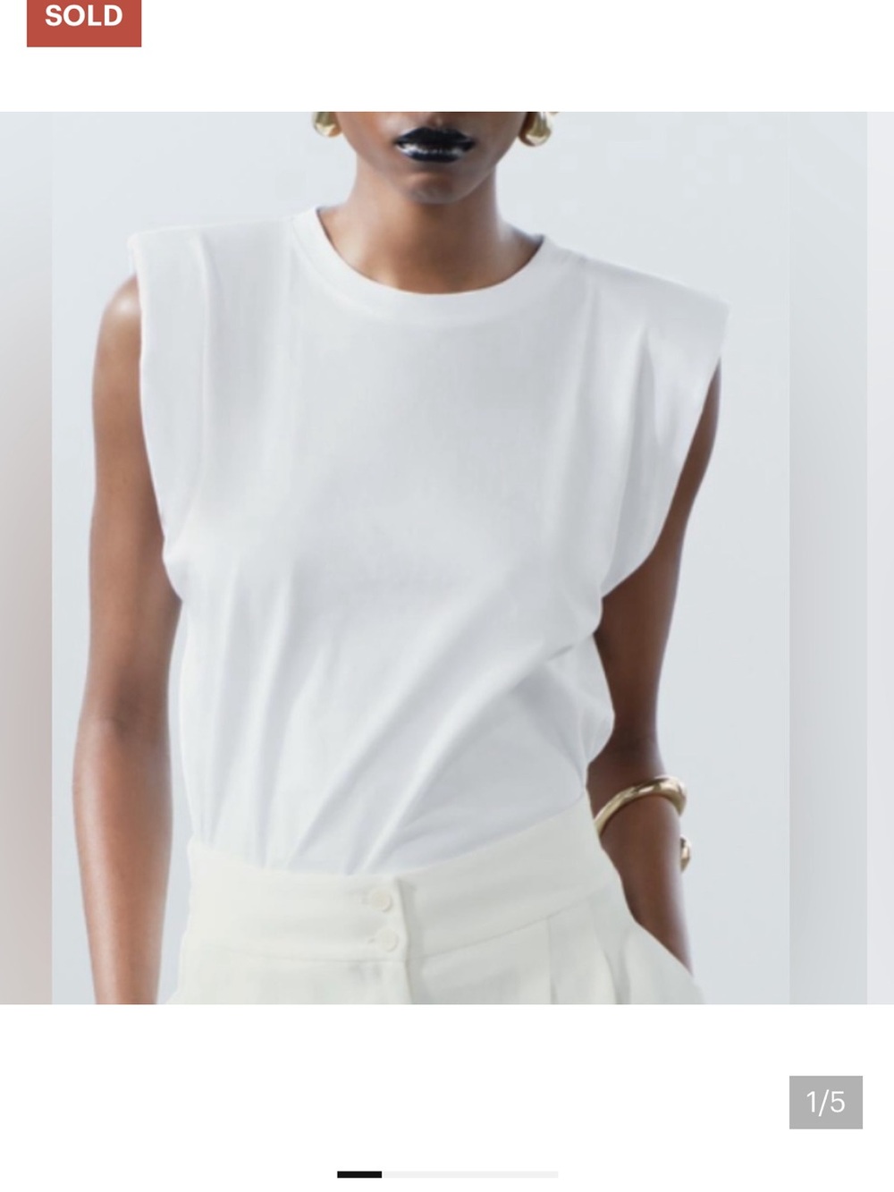 Zara Black and White Shoulder-Pad Tank Tops - Picture 6 of 8